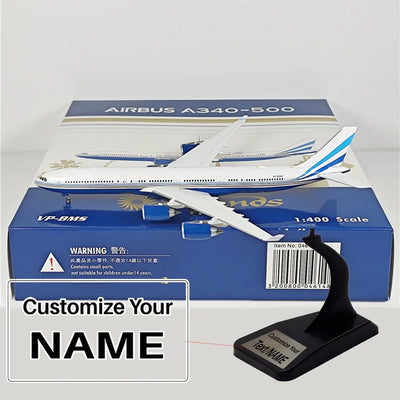 Side view of Las Vegas Sands Airbus A340-500 VP-BMS Airplane Model aviation 16-18cm scale model aircraft in diecast metal.