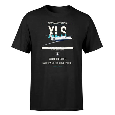 Cessna Citation XLS design on black double-side t-shirt, single-side print