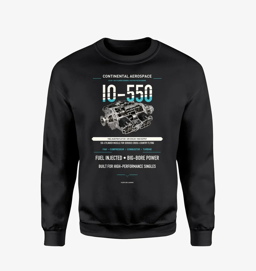 IO-550 design on black sweatshirt