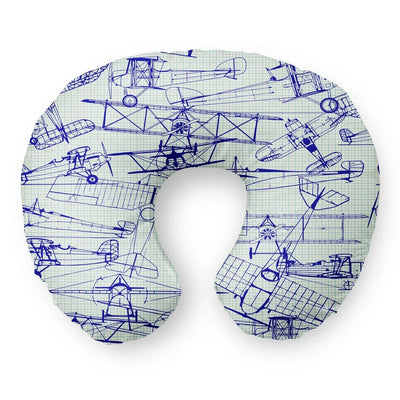 Amazing Drawings of Old Aircrafts Travel & Boppy aviation design on memory foam with soft cover travel pillow.