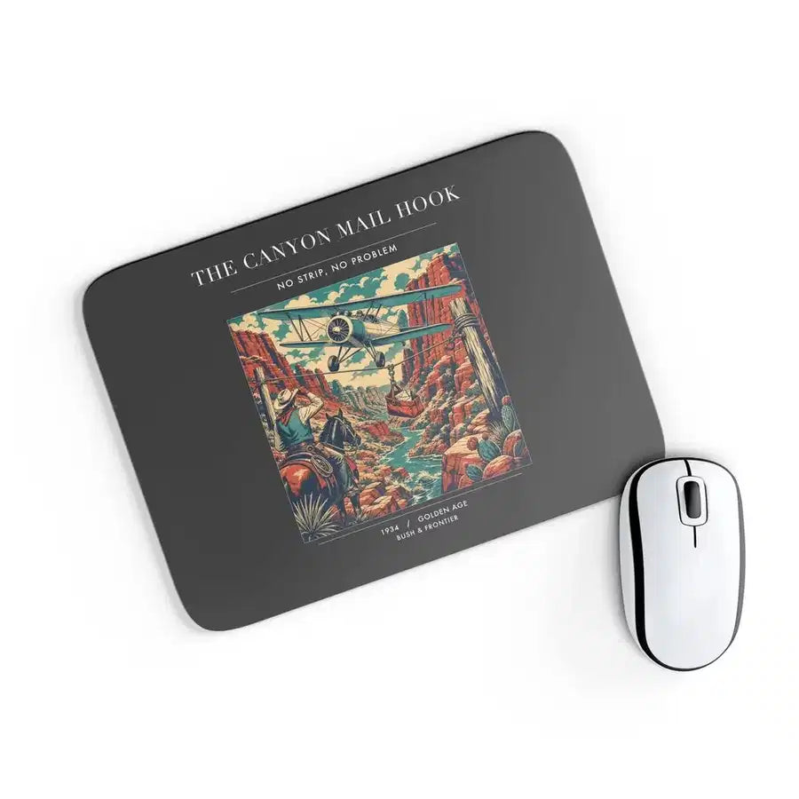 VINTAGE G4285 - The Canyon Mail Hook - Designed Mouse Pads design on black rectangle