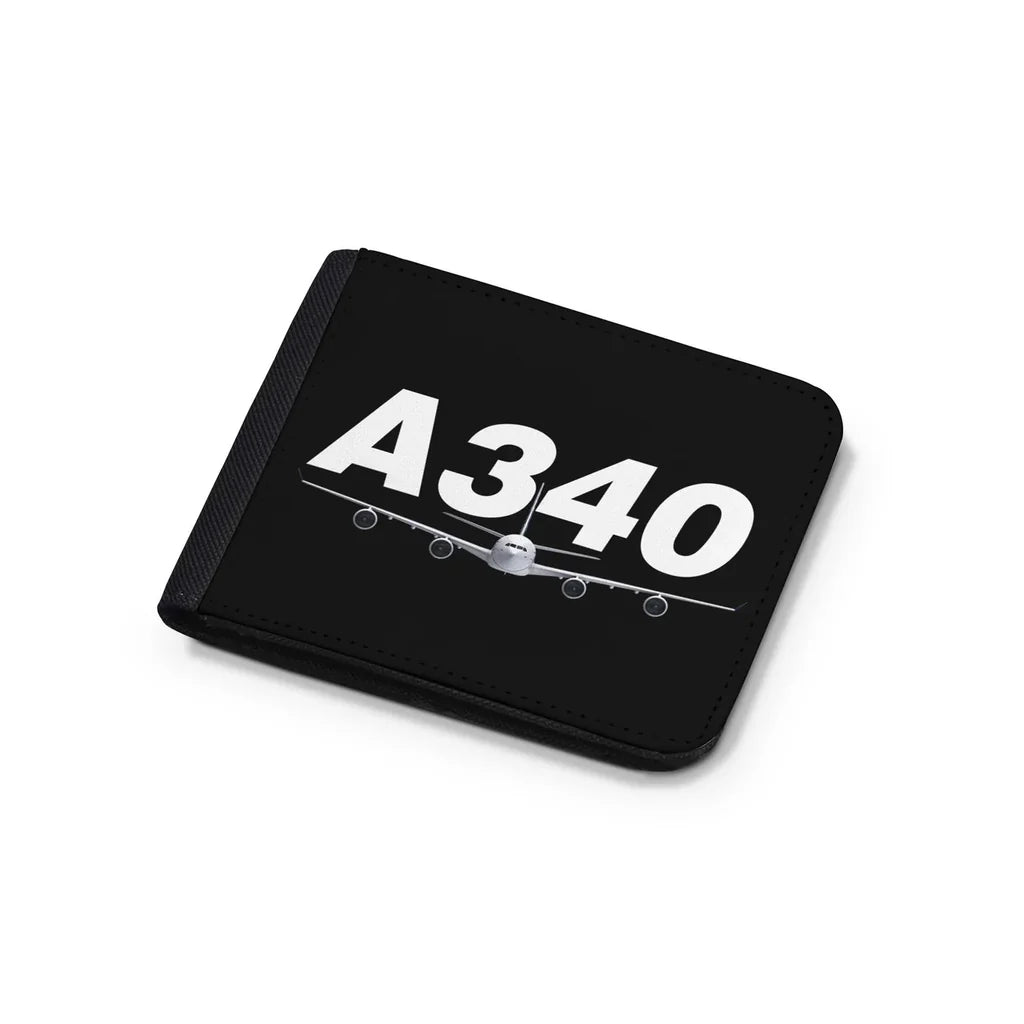 Super Airbus A340 aviation print wallet, leather.