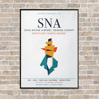 Thumbnail for John Wayne Airport, Orange County SNA vertical canvas print - framed - white background