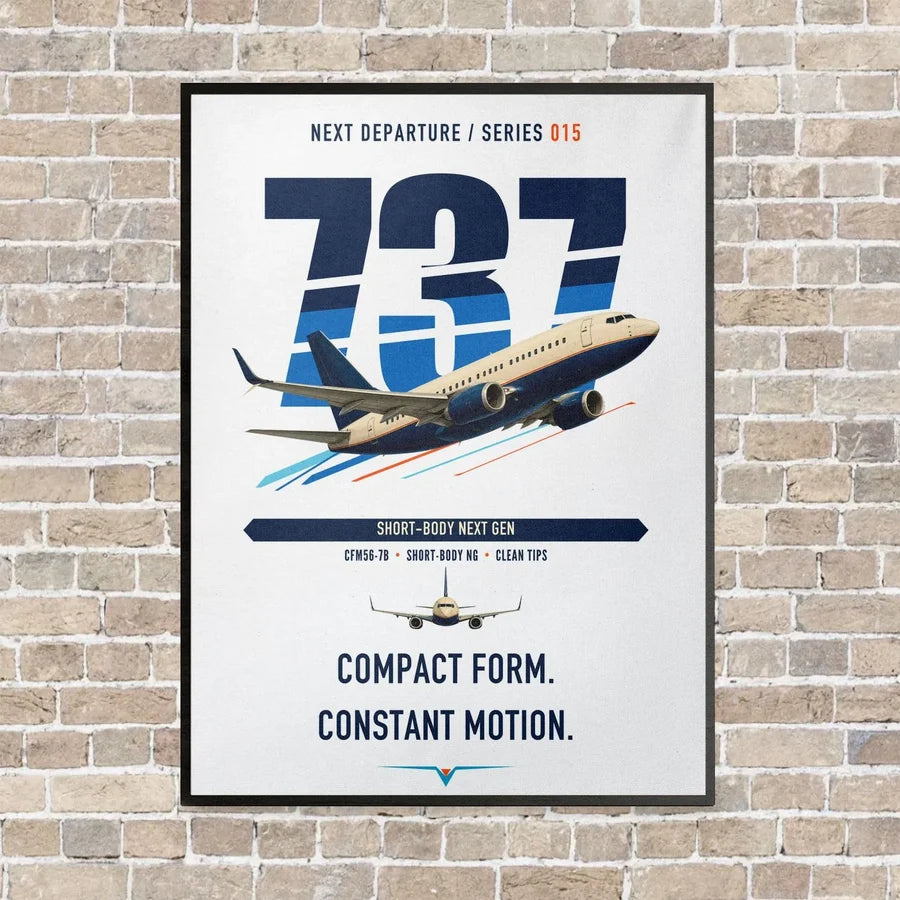 Boeing 737-700 NG vertical canvas print - framed - white background