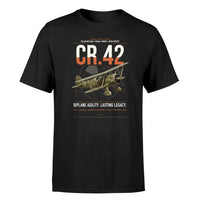 Thumbnail for Fiat CR.42 Falco design on black t-shirt, single-side print