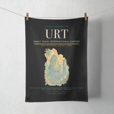 Surat Thani International Airport (URT) design on black towel