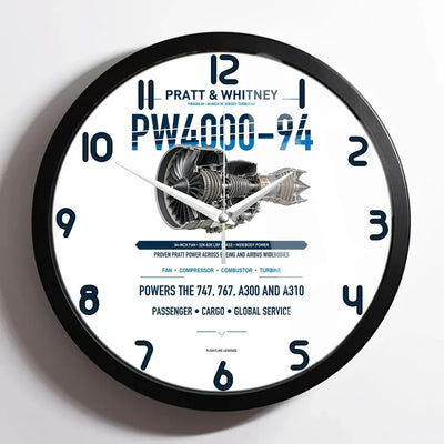 PW4000-94 design on white framed wall clock