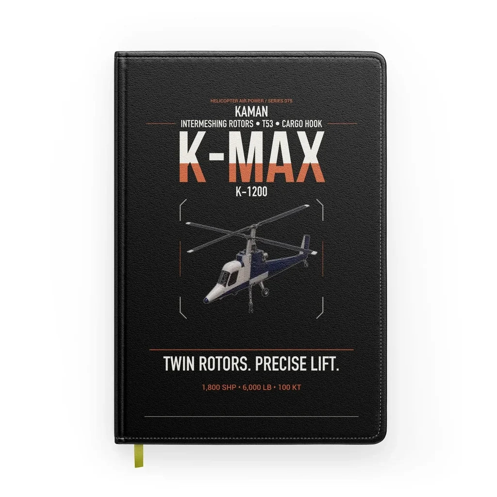 Kaman K-1200 K-MAX design on black notebook