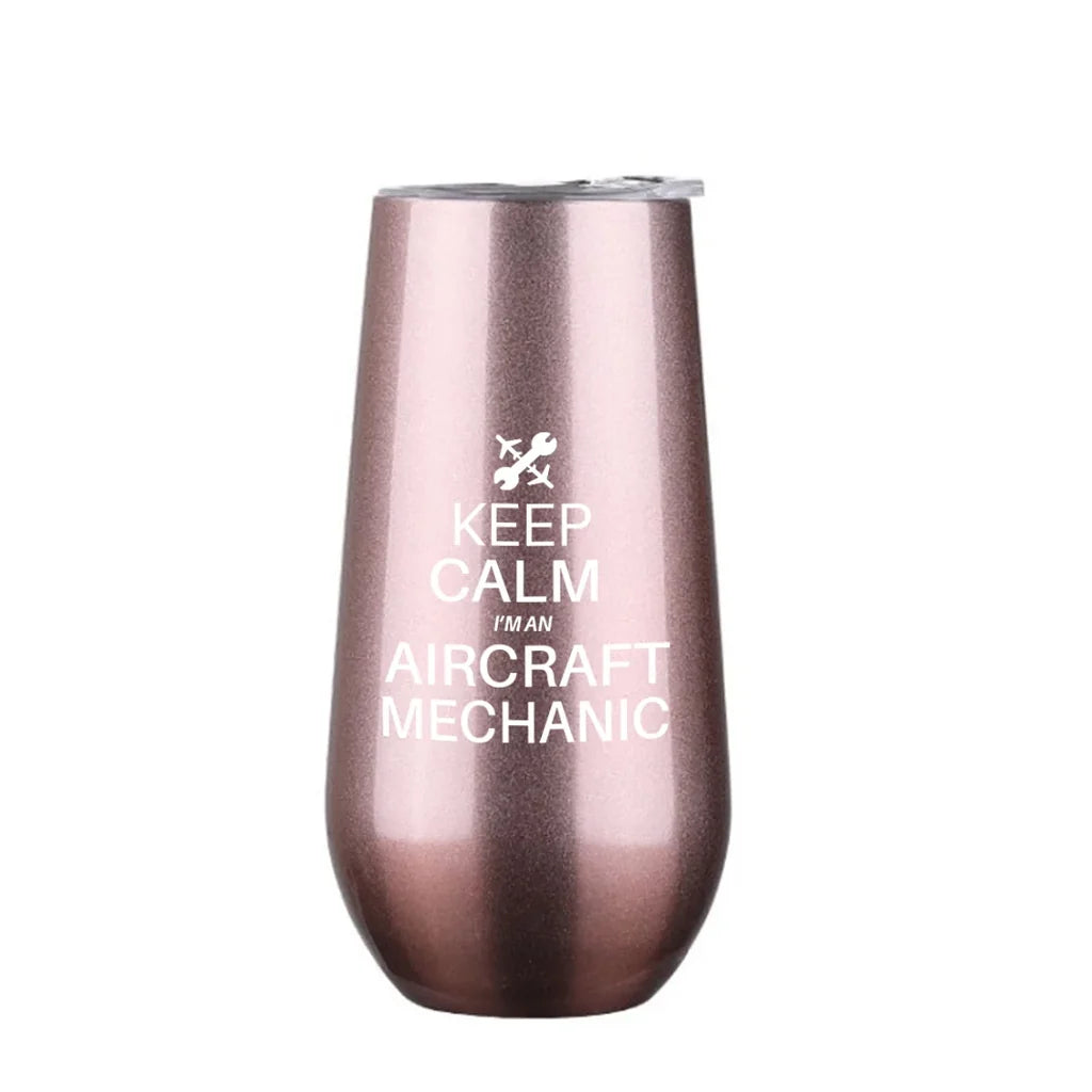 Aircraft Mechanic 6oz Egg aviation design on 6oz egg cup, compact 6oz ceramic.