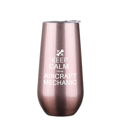 Aircraft Mechanic 6oz Egg aviation design on 6oz egg cup, compact 6oz ceramic.