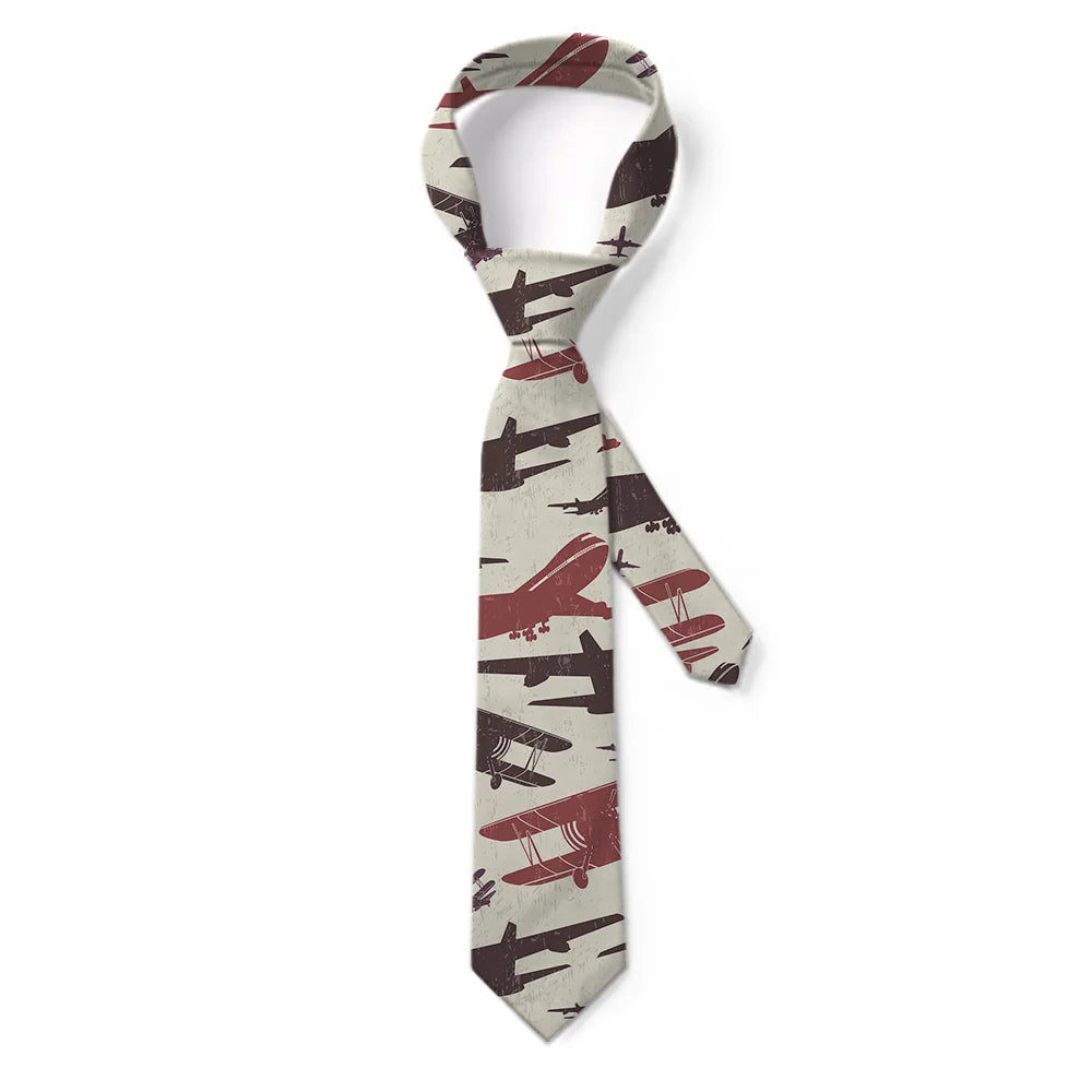Vintage & Jumbo Airplanes aviation design on premium silk blend tie.