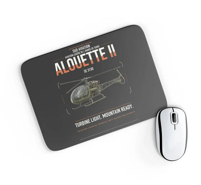 Sud Aviation SE 3130 Alouette II design on black rectangle mouse pad