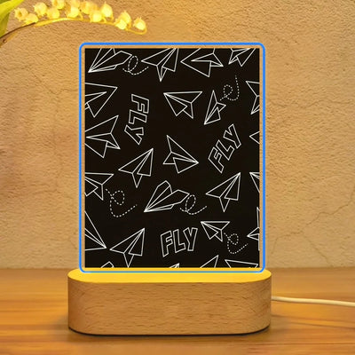 Paper Airplane & Fly Black aviation themed night lamp, premium acrylic with LED.