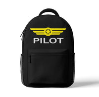 Thumbnail for Pilot & Badge aviation design backpack, durable polyester construction.