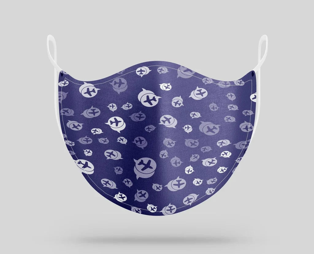 Airplane Notification Theme aviation face mask in breathable cotton blend.