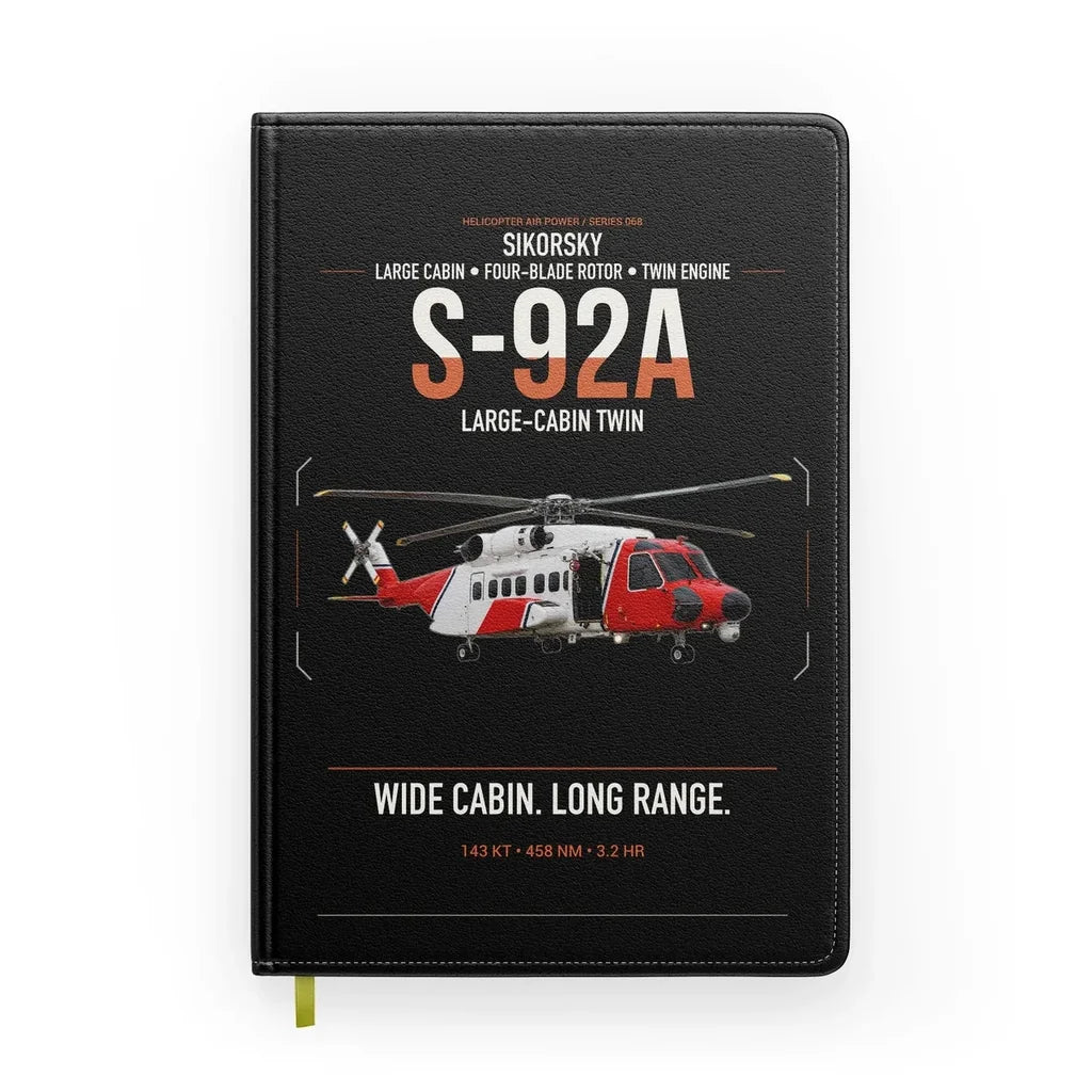 Sikorsky S-92A design on black notebook