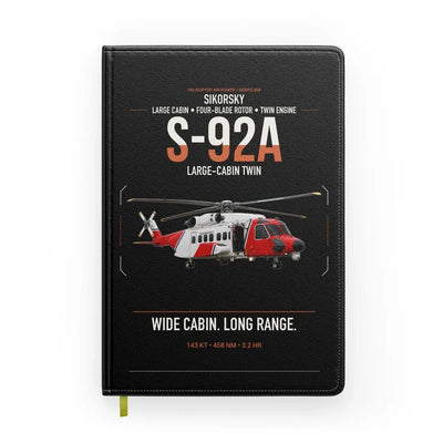 Sikorsky S-92A design on black notebook