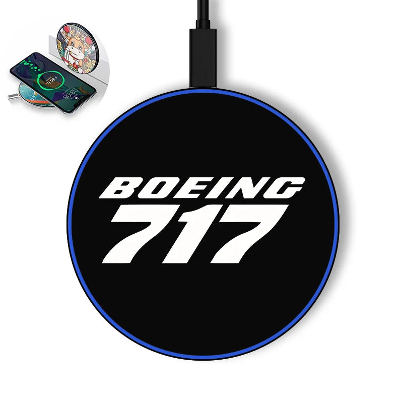 Boeing 717 & Text aviation design on durable build wireless charger.