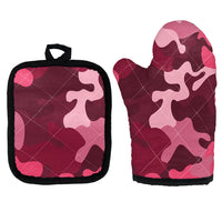 Thumbnail for Military Camouflage Red Kitchen Glove & Holder aviation design on durable fabric with insulated lining kitchen glove holder.