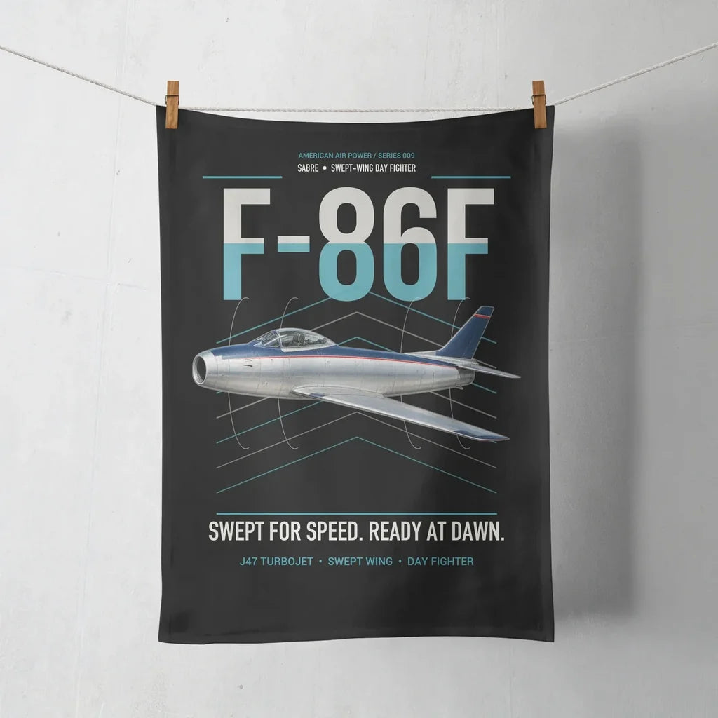 F-86F Sabre design on black towel