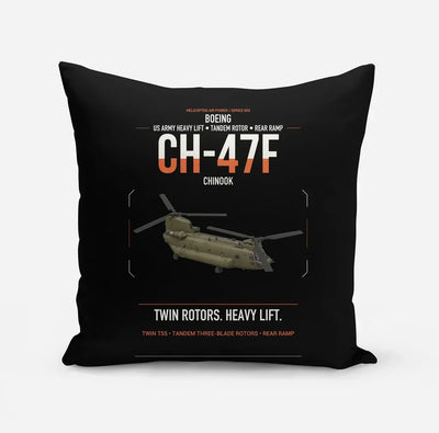 Boeing CH-47F Chinook design on black pillow