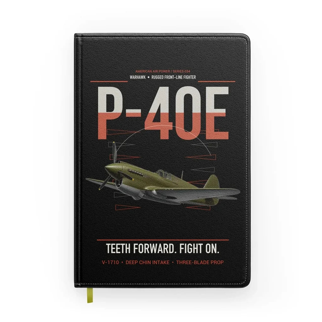 P-40E Warhawk design on black notebook
