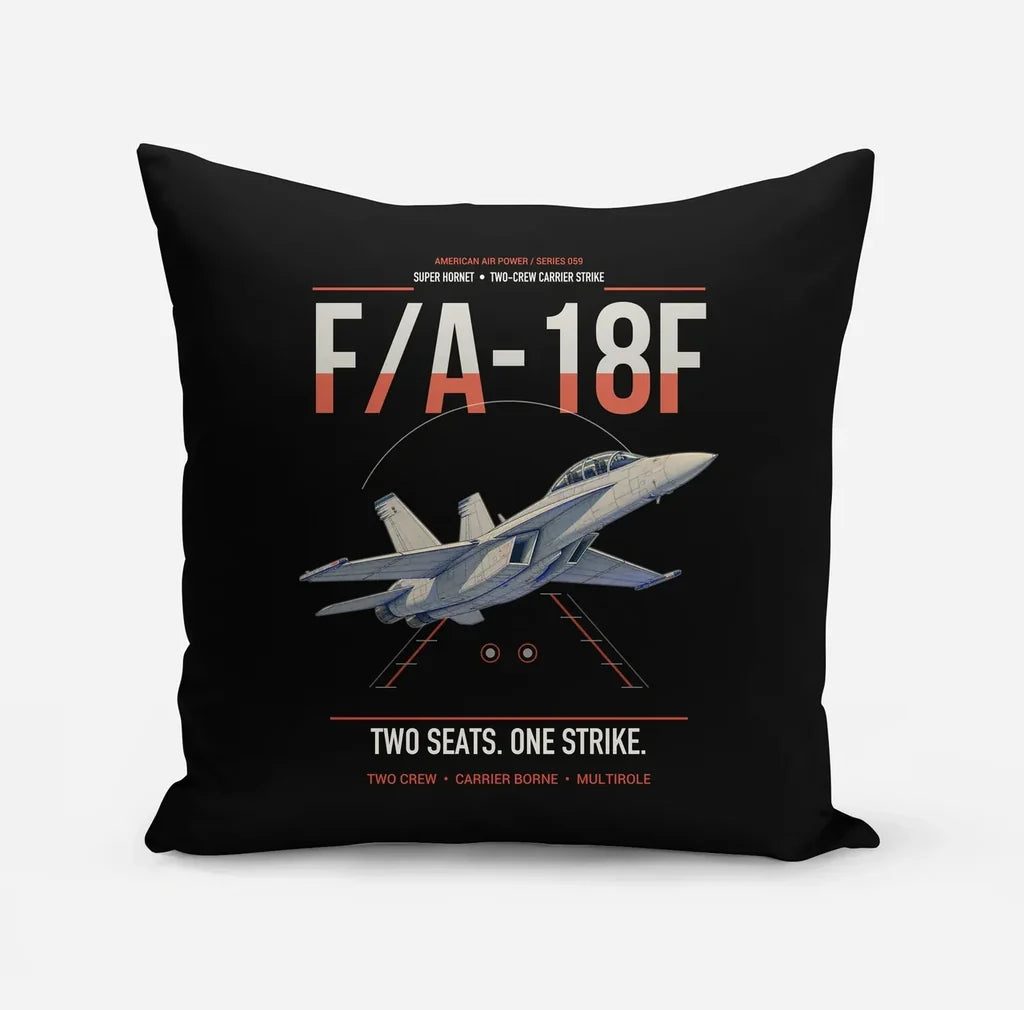 F-A-18F Super Hornet design on black pillow