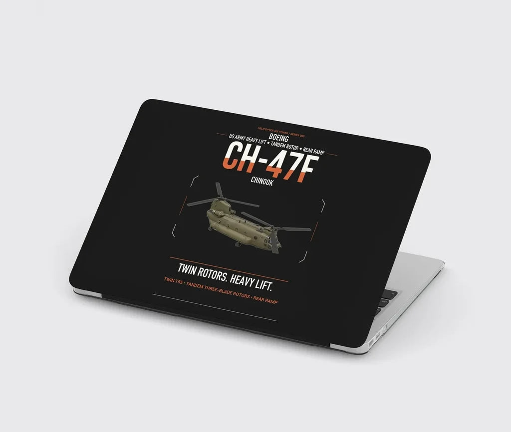 Boeing CH-47F Chinook design on black MacBook case