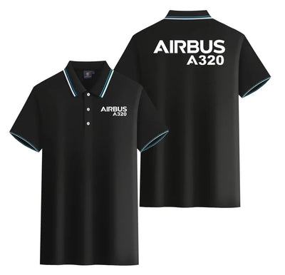 Airbus A320 & Text Stylish Polo T-Shirts (Double-Side) aviation design printed on soft cotton stylish double-side polo.