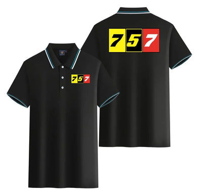 Flat Colourful 757 Stylish Polo T-Shirts (Double-Side) aviation design printed on soft cotton stylish double-side polo.