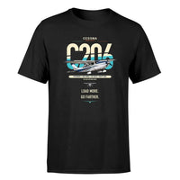 Thumbnail for Cessna 206 Stationair design on black t-shirt, single-side print