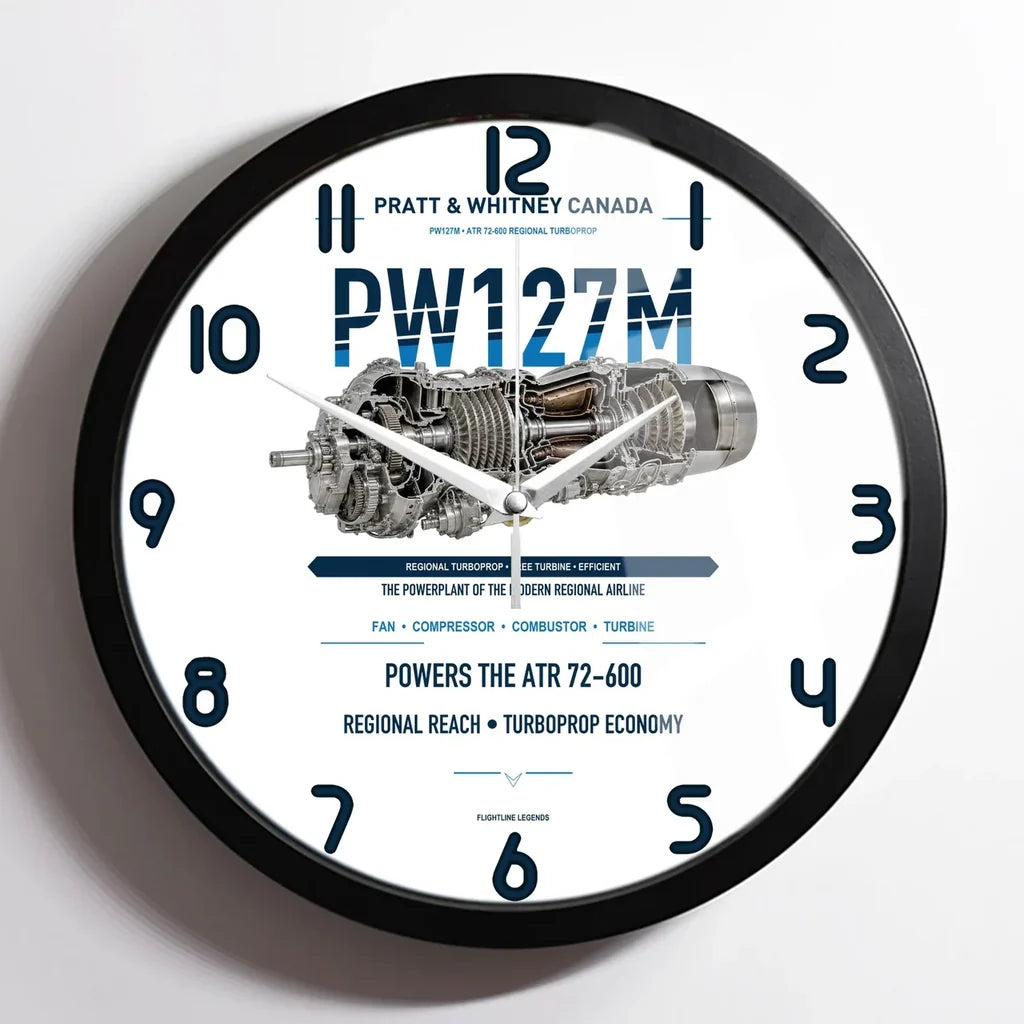 PW127M design on white framed wall clock