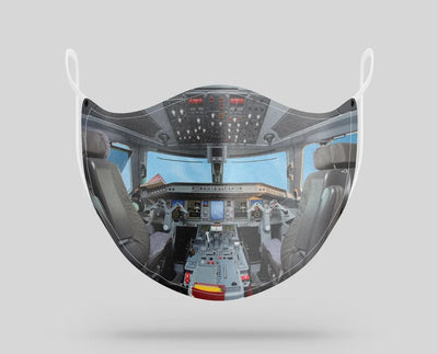 Embraer E190 Cockpit aviation face mask in breathable cotton blend.