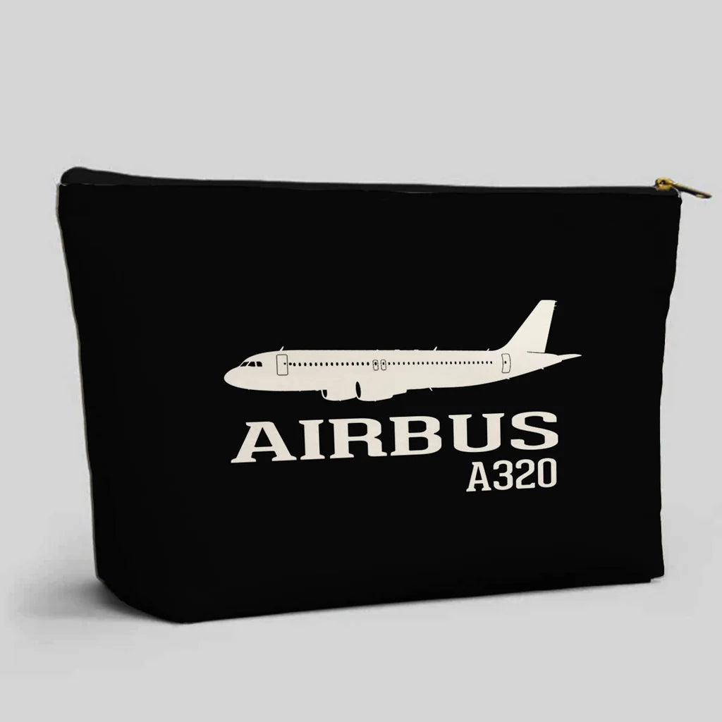 Airbus A320 Printed aviation zipper pouch in durable polyester.