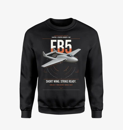 de Havilland Vampire FB5 design on black sweatshirt