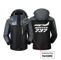 Thumbnail for The Boeing 737 aviation design printed on heavyweight insulated shell thick winter jacket.