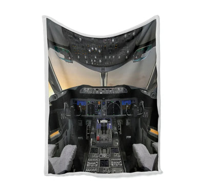 Boeing 787 Cockpit Bed Blankets & aviation print on soft fleece blanket.