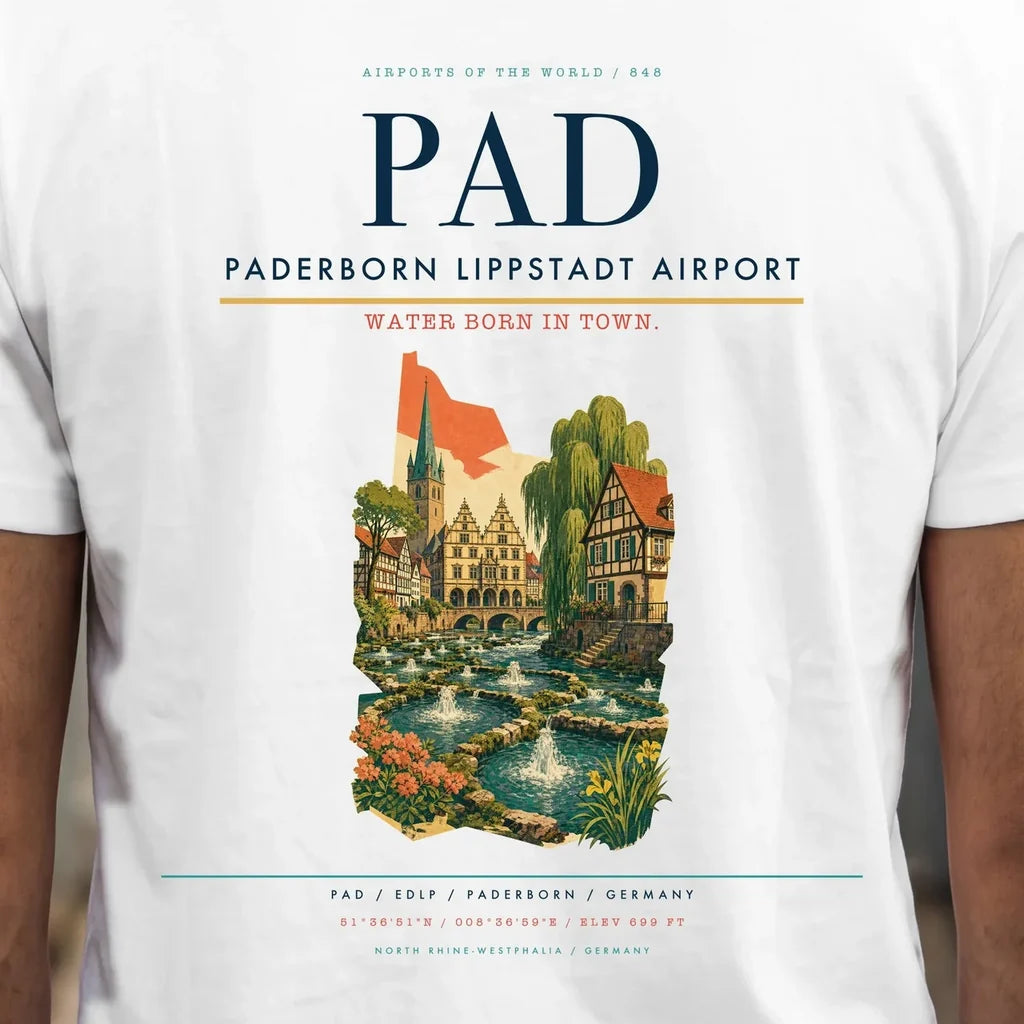Paderborn Lippstadt Airport (PAD) double-side t-shirt design close-up cover