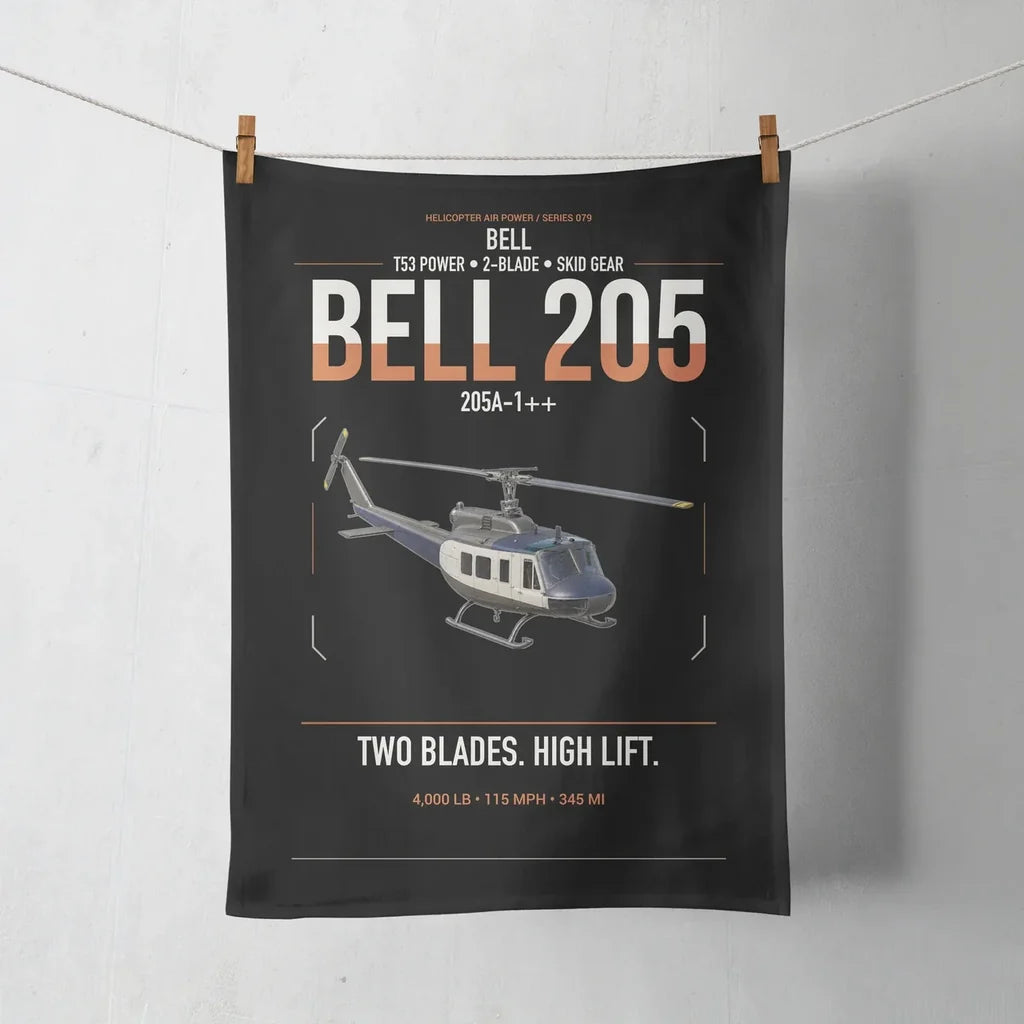 Bell 205A-1++ design on black towel