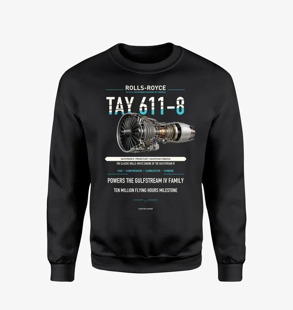 TAY 611-8 design on black sweatshirt
