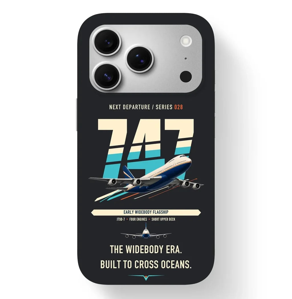 Boeing 747-200B design on black magsafe iphone case