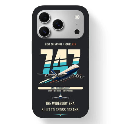 Boeing 747-200B design on black magsafe iphone case