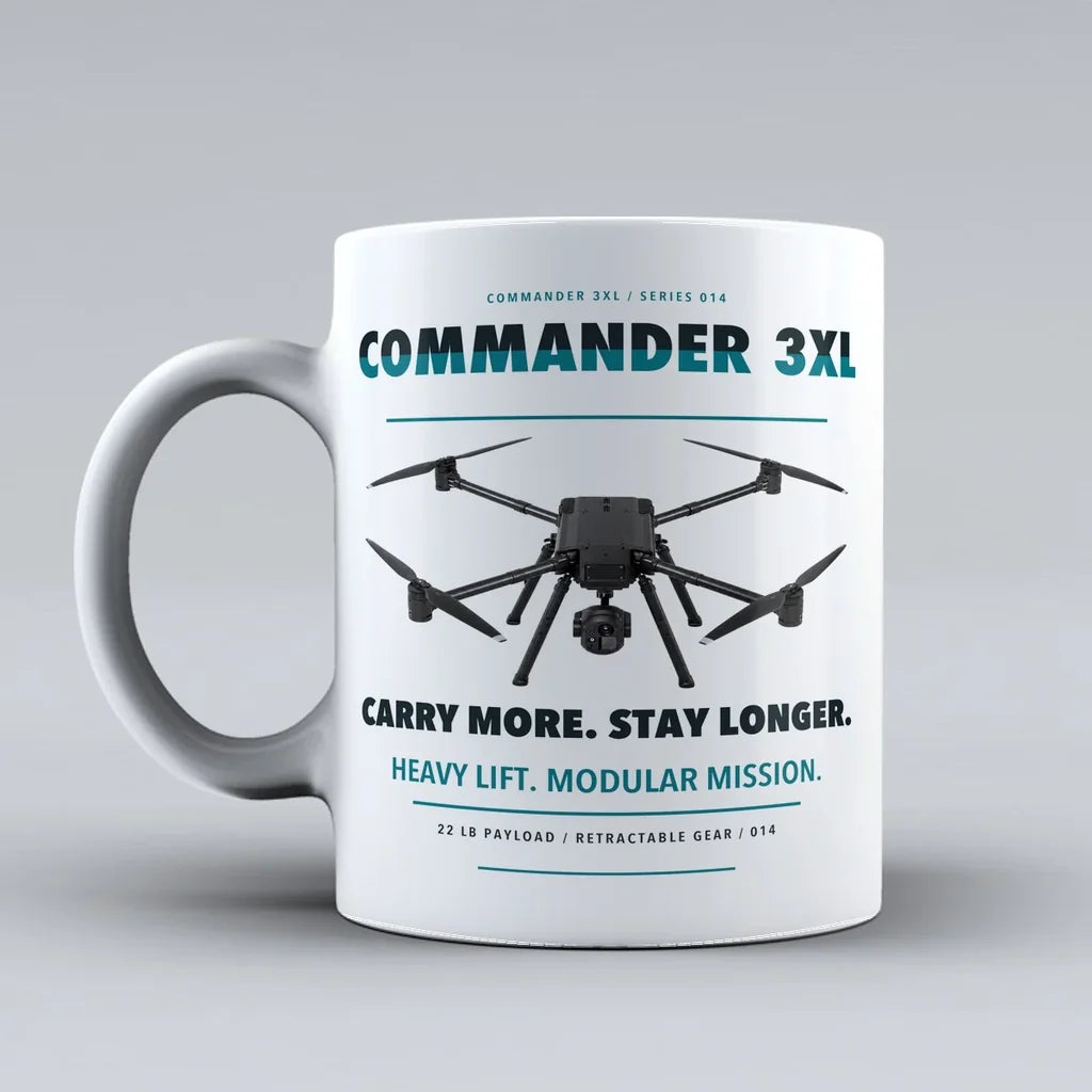 Commander 3XL Mug design on white draganfly