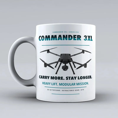 Commander 3XL Mug design on white draganfly