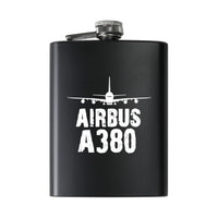 Thumbnail for Airbus A380 & Plane aviation design on stainless hip flask, compact pocket-size flask.