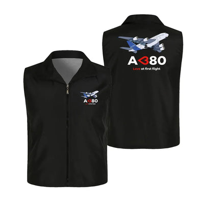 Airbus A380 Love at first flight Thin Style aviation design printed on lightweight shell with sleeveless design thin vest.