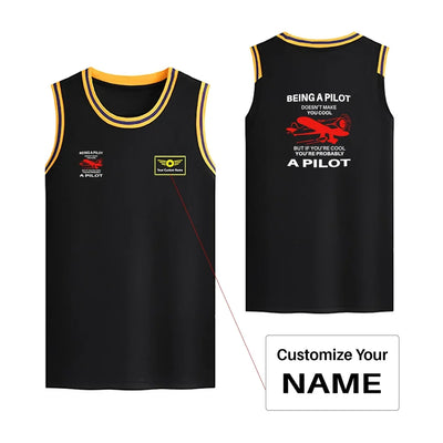 If You're Cool You're Probably a Pilot Basketball Style Sports aviation design printed on quick-dry breathable fabric men's s.