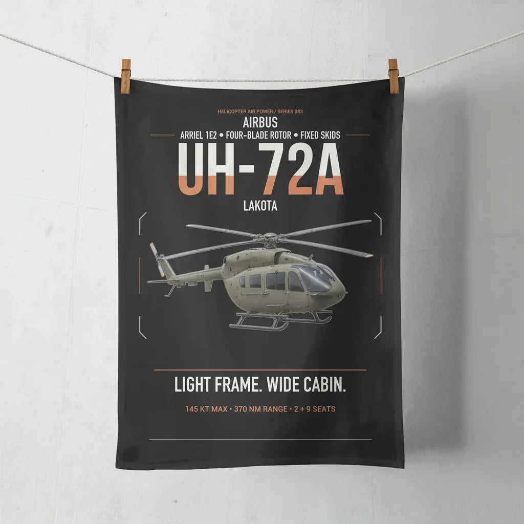 Airbus UH-72A Lakota design on black towel