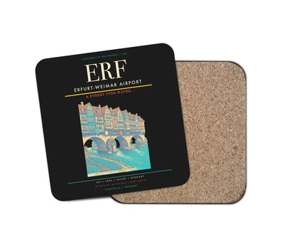 Erfurt-Weimar Airport (ERF) design on black 1 piece coaster
