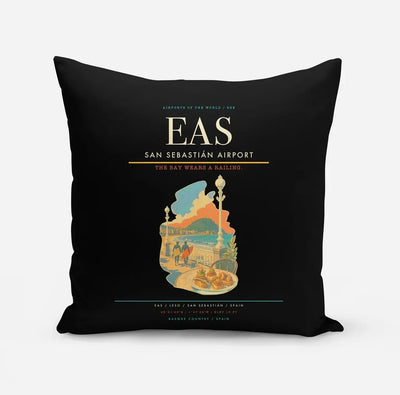 San Sebastián Airport (EAS) design on black pillow
